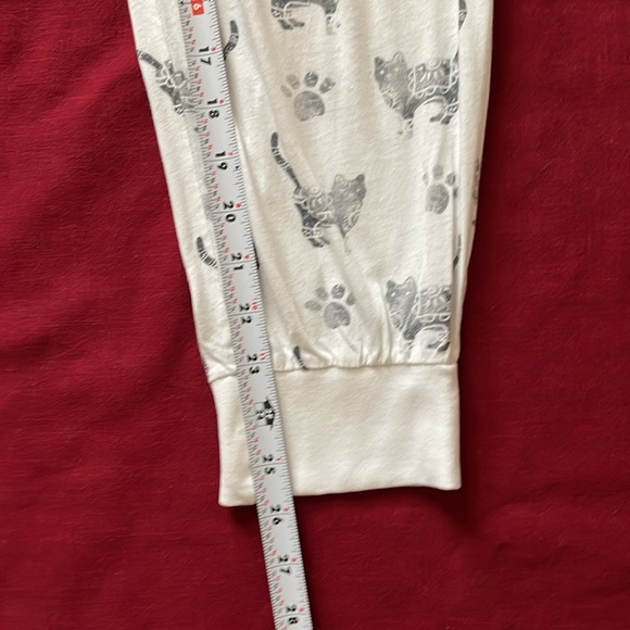 PJ Salvage Sz L Cuffed White & Black Cat Print Pajama Pants Only - Picture 13 of 13